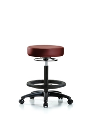 Rutledge Vinyl Stool without Back - High Bench Height with Black Foot Ring & Casters in Borscht Supernova Vinyl