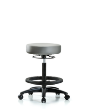Rutledge Vinyl Stool without Back - High Bench Height with Black Foot Ring & Casters in Sterling Supernova Vinyl