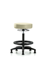 Rutledge Vinyl Stool without Back - High Bench Height with Black Foot Ring & Stationary Glides in Adobe White Trailblazer Vinyl