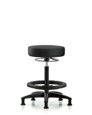 Rutledge Vinyl Stool without Back - High Bench Height with Black Foot Ring & Stationary Glides in Black Trailblazer Vinyl