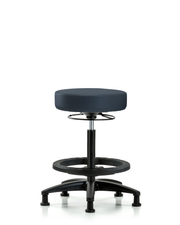 Rutledge Vinyl Stool without Back - High Bench Height with Black Foot Ring & Stationary Glides in Imperial Blue Trailblazer Vinyl