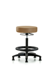 Rutledge Vinyl Stool without Back - High Bench Height with Black Foot Ring & Stationary Glides in Taupe Trailblazer Vinyl