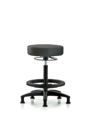 Rutledge Vinyl Stool without Back - High Bench Height with Black Foot Ring & Stationary Glides in Charcoal Trailblazer Vinyl