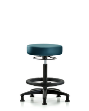 Rutledge Vinyl Stool without Back - High Bench Height with Black Foot Ring & Stationary Glides in Marine Blue Supernova Vinyl