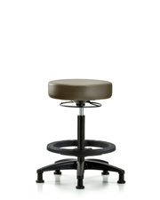 Rutledge Vinyl Stool without Back - High Bench Height with Black Foot Ring & Stationary Glides in Taupe Supernova Vinyl