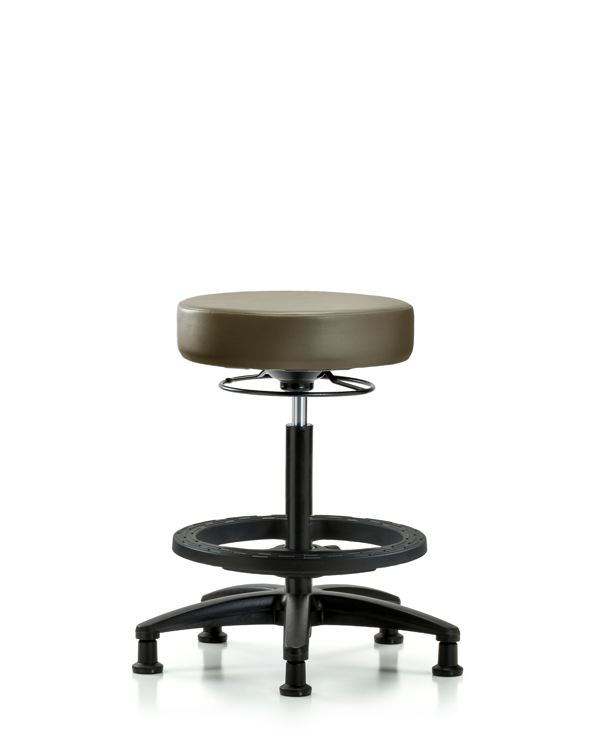 Rutledge Vinyl Stool without Back - High Bench Height with Black Foot Ring & Stationary Glides in Taupe Supernova Vinyl