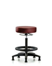 Rutledge Vinyl Stool without Back - High Bench Height with Black Foot Ring & Stationary Glides in Borscht Supernova Vinyl