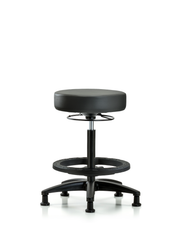 Rutledge Vinyl Stool without Back - High Bench Height with Black Foot Ring & Stationary Glides in Carbon Supernova Vinyl