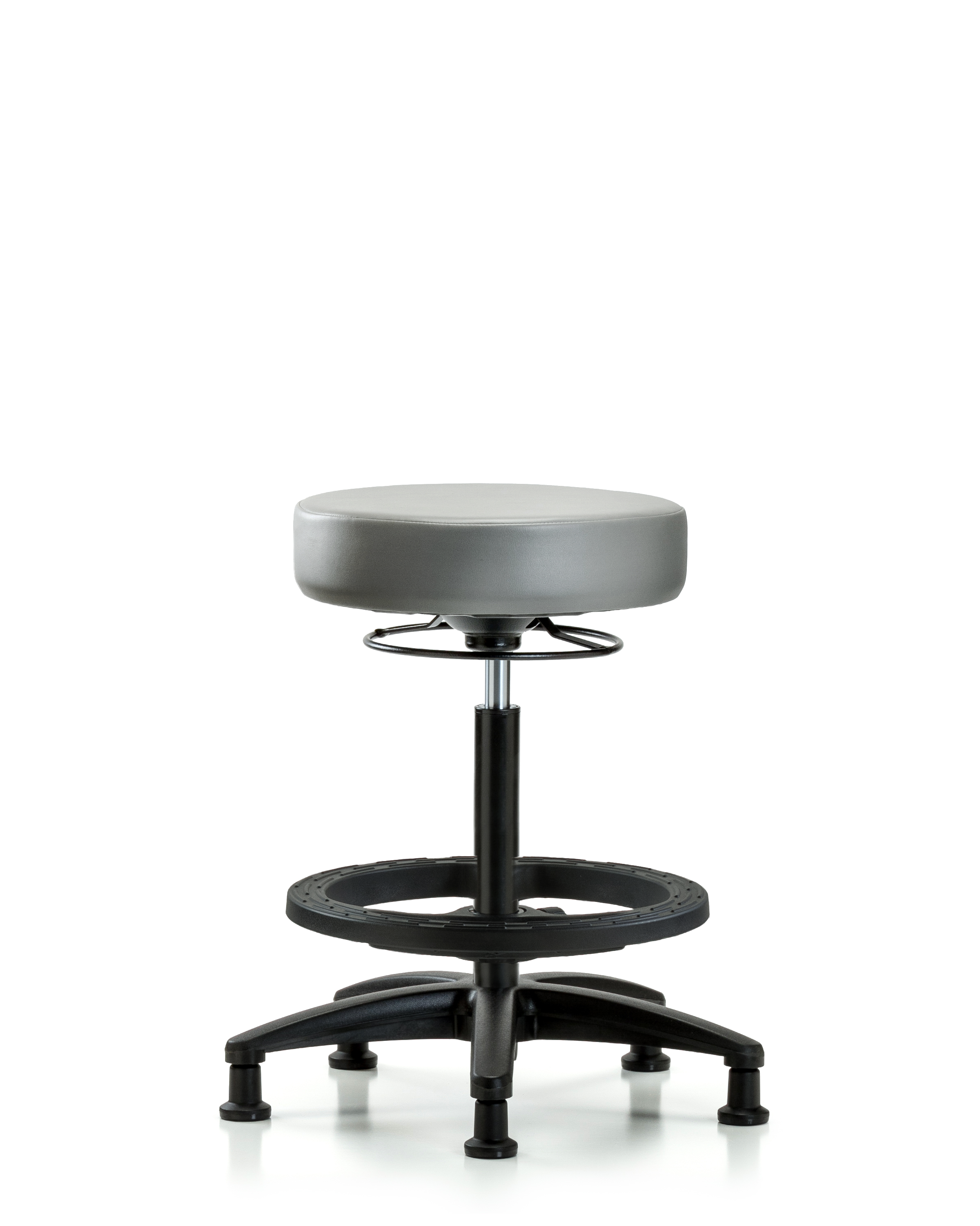 Rutledge Vinyl Stool without Back - High Bench Height with Black Foot Ring & Stationary Glides in Sterling Supernova Vinyl