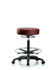 Rutledge Vinyl Stool without Back - High Bench Height with Chrome Foot Ring & Casters in Borscht Supernova Vinyl