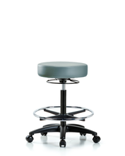 Rutledge Vinyl Stool without Back - High Bench Height with Chrome Foot Ring & Casters in Storm Supernova Vinyl