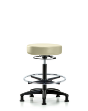 Rutledge Vinyl Stool without Back - High Bench Height with Chrome Foot Ring & Stationary Glides in Adobe White Trailblazer Vinyl