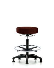 Rutledge Vinyl Stool without Back - High Bench Height with Chrome Foot Ring & Stationary Glides in Colonial Blue Trailblazer Vinyl