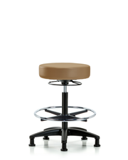 Rutledge Vinyl Stool without Back - High Bench Height with Chrome Foot Ring & Stationary Glides in Taupe Trailblazer Vinyl