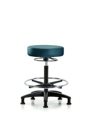 Rutledge Vinyl Stool without Back - High Bench Height with Chrome Foot Ring & Stationary Glides in Marine Blue Supernova Vinyl