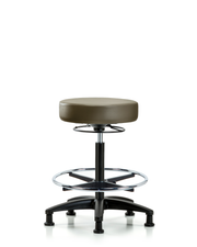 Rutledge Vinyl Stool without Back - High Bench Height with Chrome Foot Ring & Stationary Glides in Taupe Supernova Vinyl