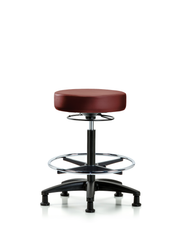 Rutledge Vinyl Stool without Back - High Bench Height with Chrome Foot Ring & Stationary Glides in Borscht Supernova Vinyl