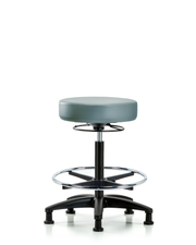 Rutledge Vinyl Stool without Back - High Bench Height with Chrome Foot Ring & Stationary Glides in Storm Supernova Vinyl