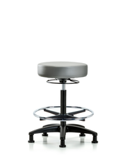 Rutledge Vinyl Stool without Back - High Bench Height with Chrome Foot Ring & Stationary Glides in Sterling Supernova Vinyl