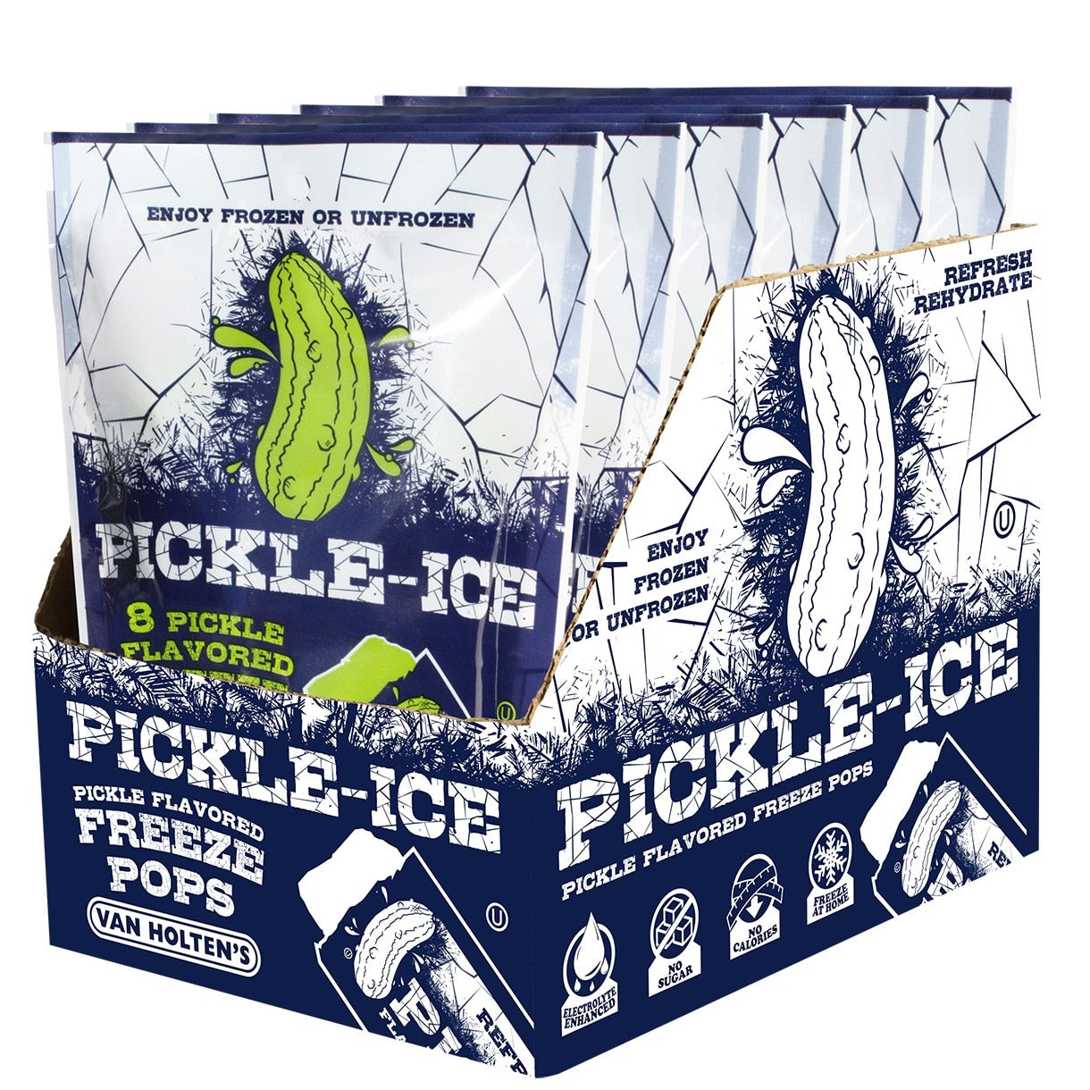 Freeze Pop, Pickle Flavored, Electrolyte Enhanced, 8Each/Pack; 6 Packs/Case; 597 per pallet