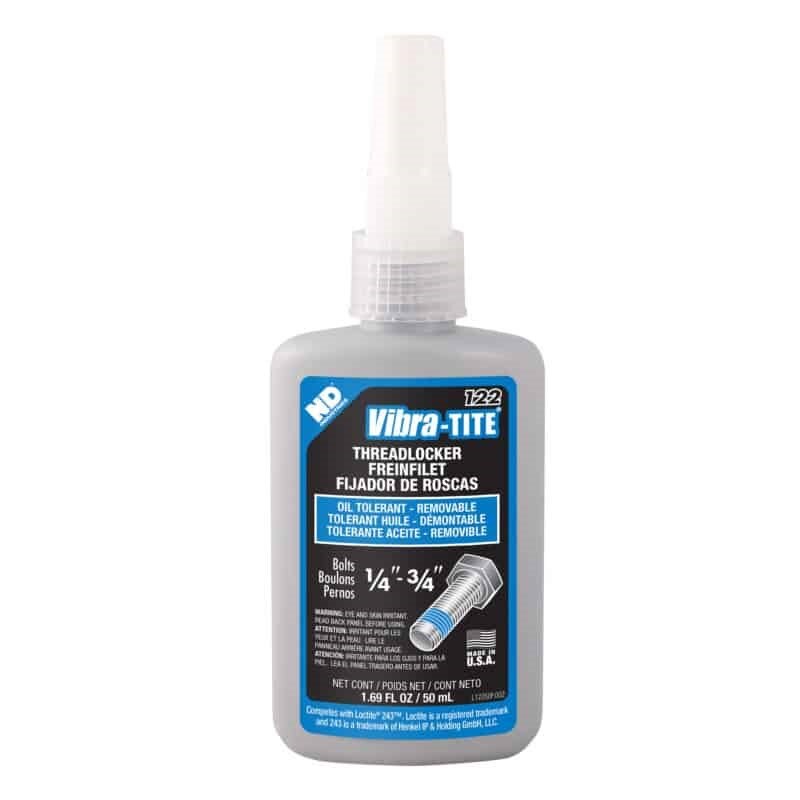 Vibra-Tite Thread Sealant, Style: Removable Grade for bolts 1/4" to 3/4" in diameter, Size: 50 ml bottle, Blue