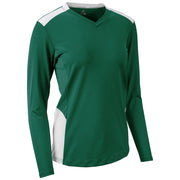 Rally Long Sleeve Volleyball Jersey - Forest Green White - Girls - Large
