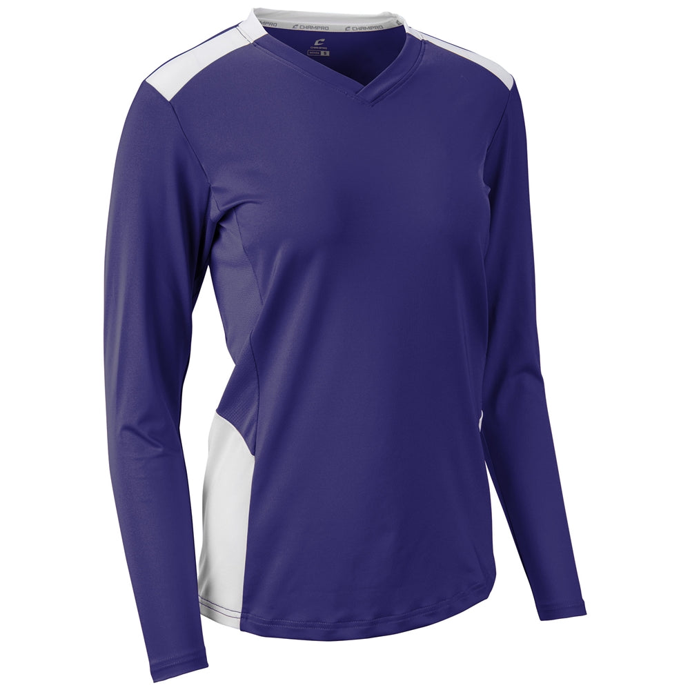 Rally Long Sleeve Volleyball Jersey - Purple White - Girls - Large