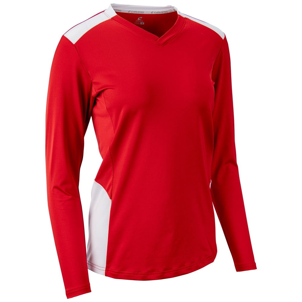 Rally Long Sleeve Volleyball Jersey - Scarlet White - Womens - Extra-Small