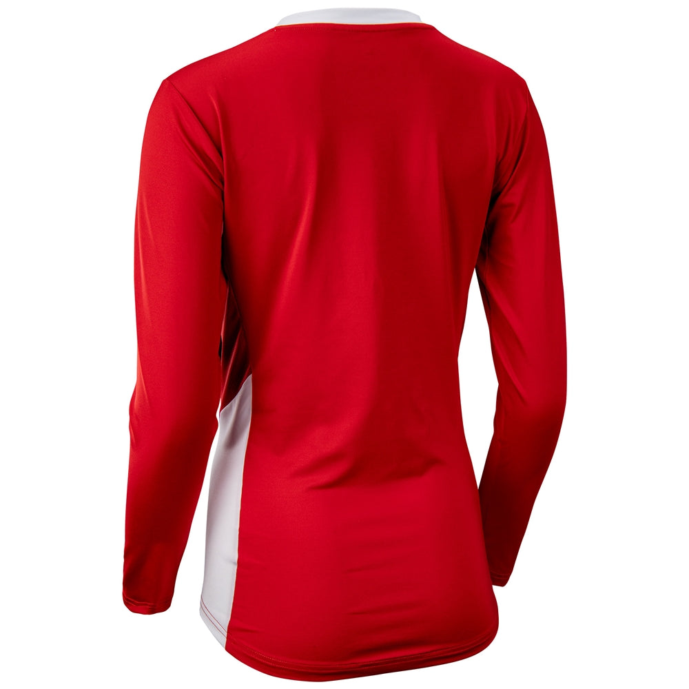 Rally Long Sleeve Volleyball Jersey - Scarlet White - Girls - Large