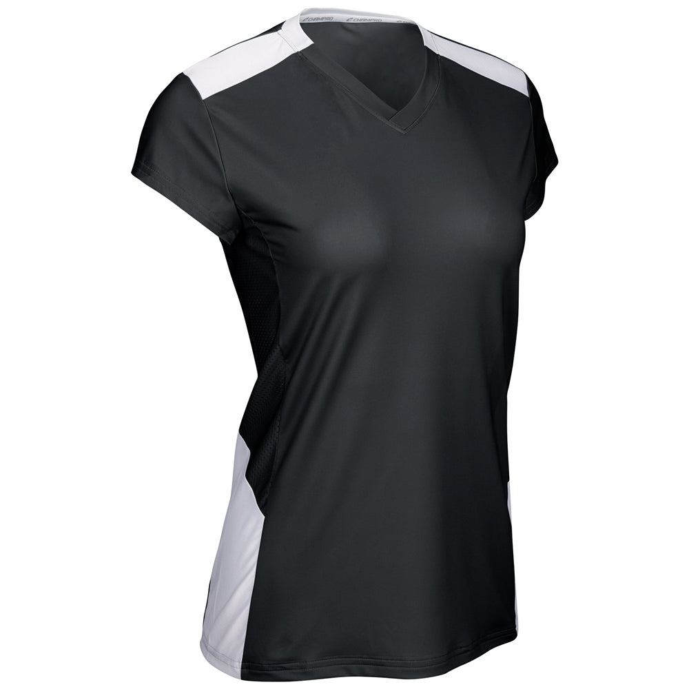 Point Cap Sleeve Volleyball Jersey - Black White - Womens - Extra-Large