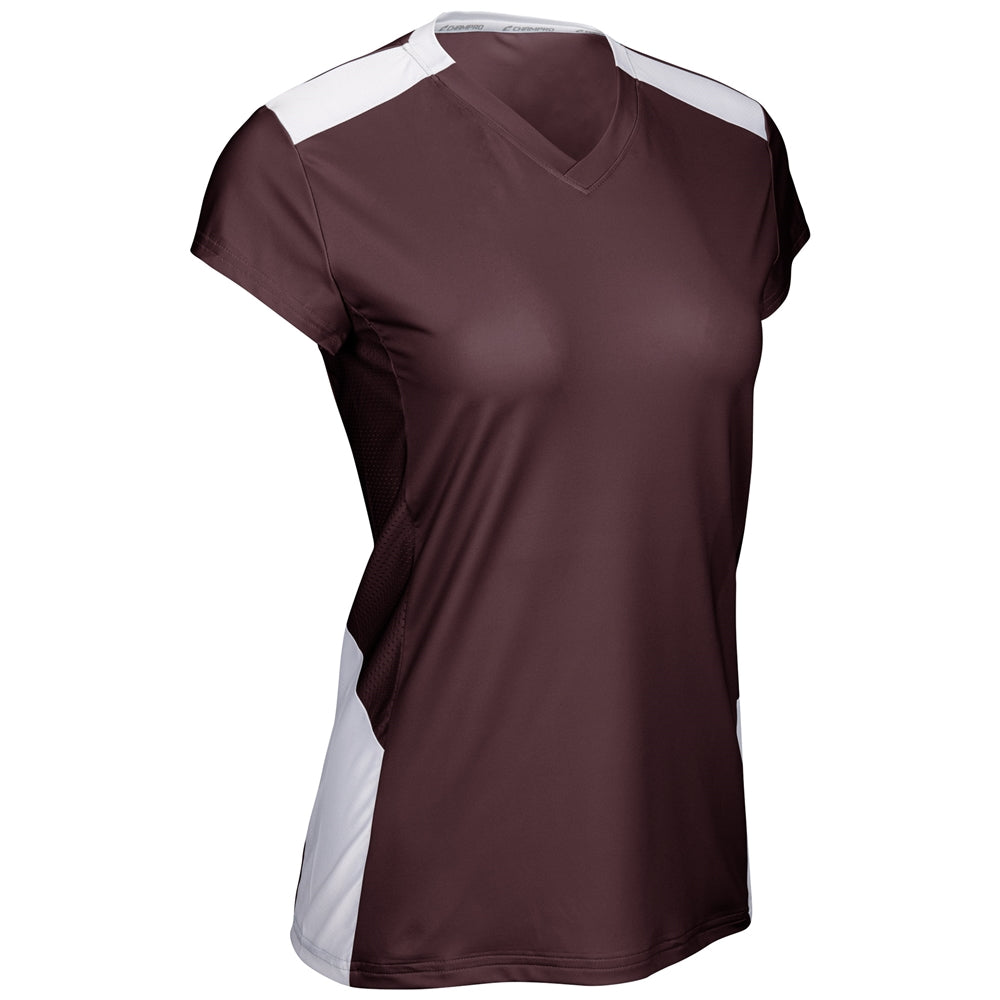 Point Cap Sleeve Volleyball Jersey - Maroon White - Womens - XXLarge