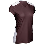 Point Cap Sleeve Volleyball Jersey - Maroon White - Womens - Large