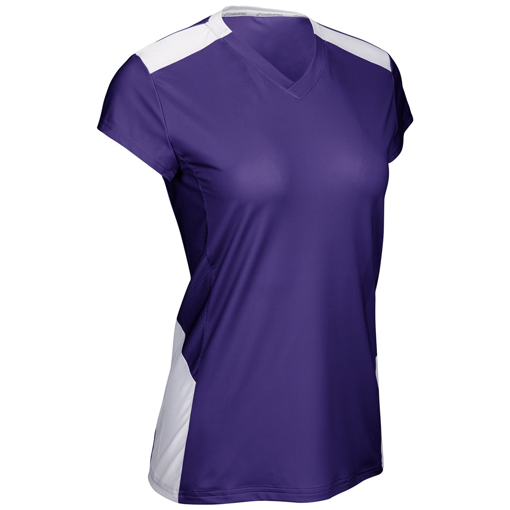 Point Cap Sleeve Volleyball Jersey - Purple White - Womens - XXLarge