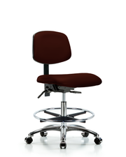 Rutledge Vinyl Chair Chrome - Medium Bench Height with Chrome Foot Ring & Casters in Burgundy Trailblazer Vinyl