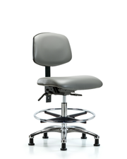 Rutledge Vinyl Chair Chrome - Medium Bench Height with Chrome Foot Ring & Stationary Glides in Sterling Supernova Vinyl
