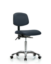 Rutledge Vinyl Chair Chrome - Medium Bench Height with Casters in Imperial Blue Trailblazer Vinyl