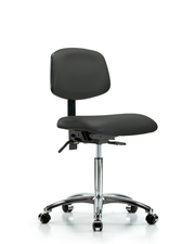 Rutledge Vinyl Chair Chrome - Medium Bench Height with Casters in Charcoal Trailblazer Vinyl