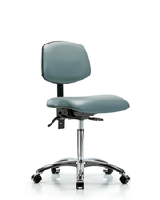 Rutledge Vinyl Chair Chrome - Medium Bench Height with Casters in Storm Supernova Vinyl
