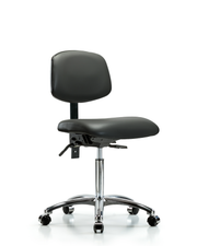 Rutledge Vinyl Chair Chrome - Medium Bench Height with Casters in Carbon Supernova Vinyl