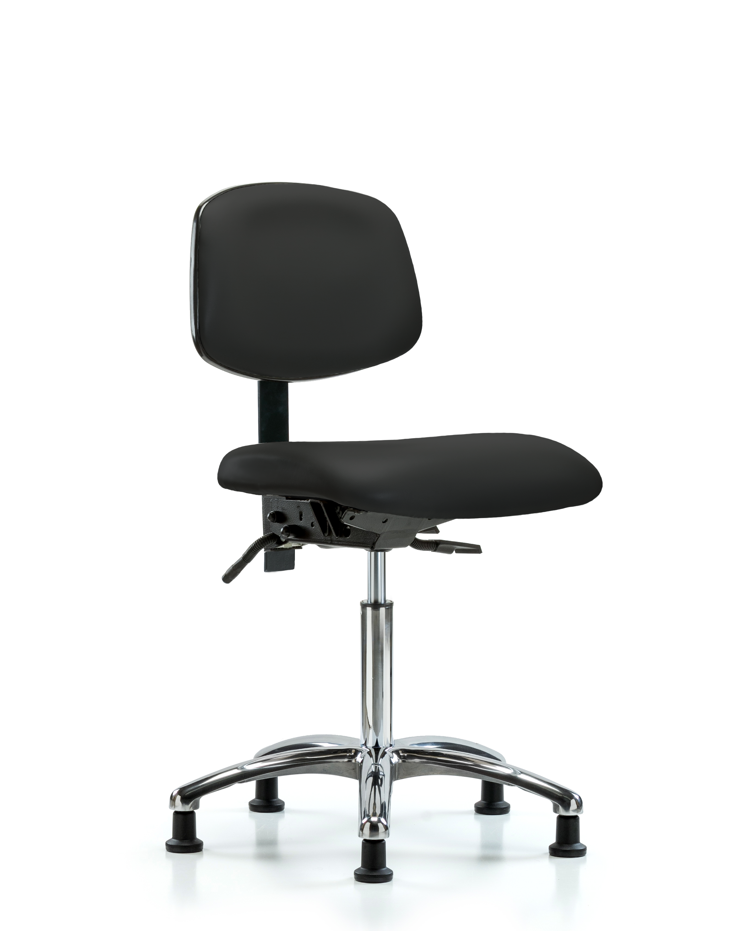 Rutledge Vinyl Chair Chrome - Medium Bench Height with Stationary Glides in Black Trailblazer Vinyl