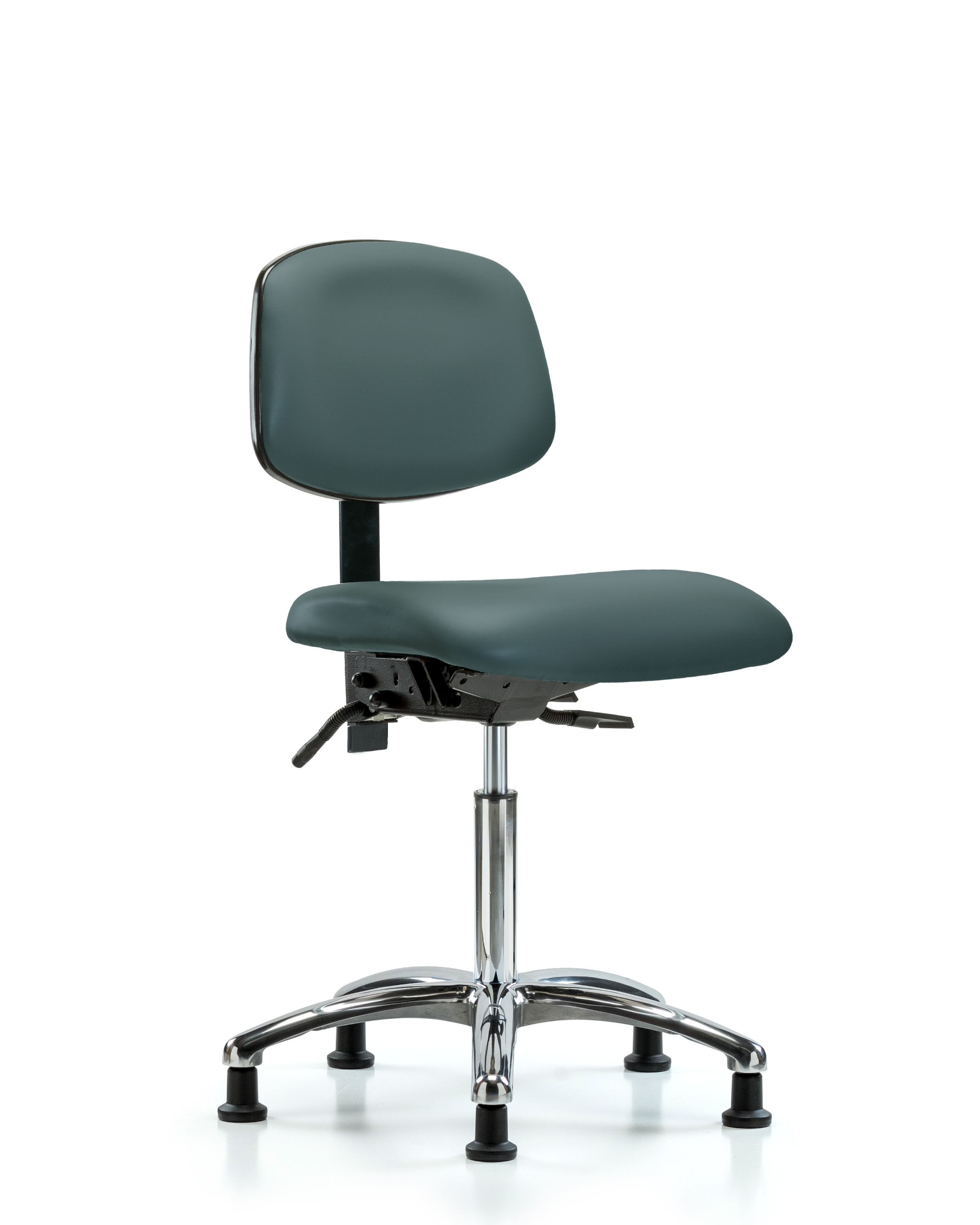 Rutledge Vinyl Chair Chrome - Medium Bench Height with Stationary Glides in Colonial Blue Trailblazer Vinyl