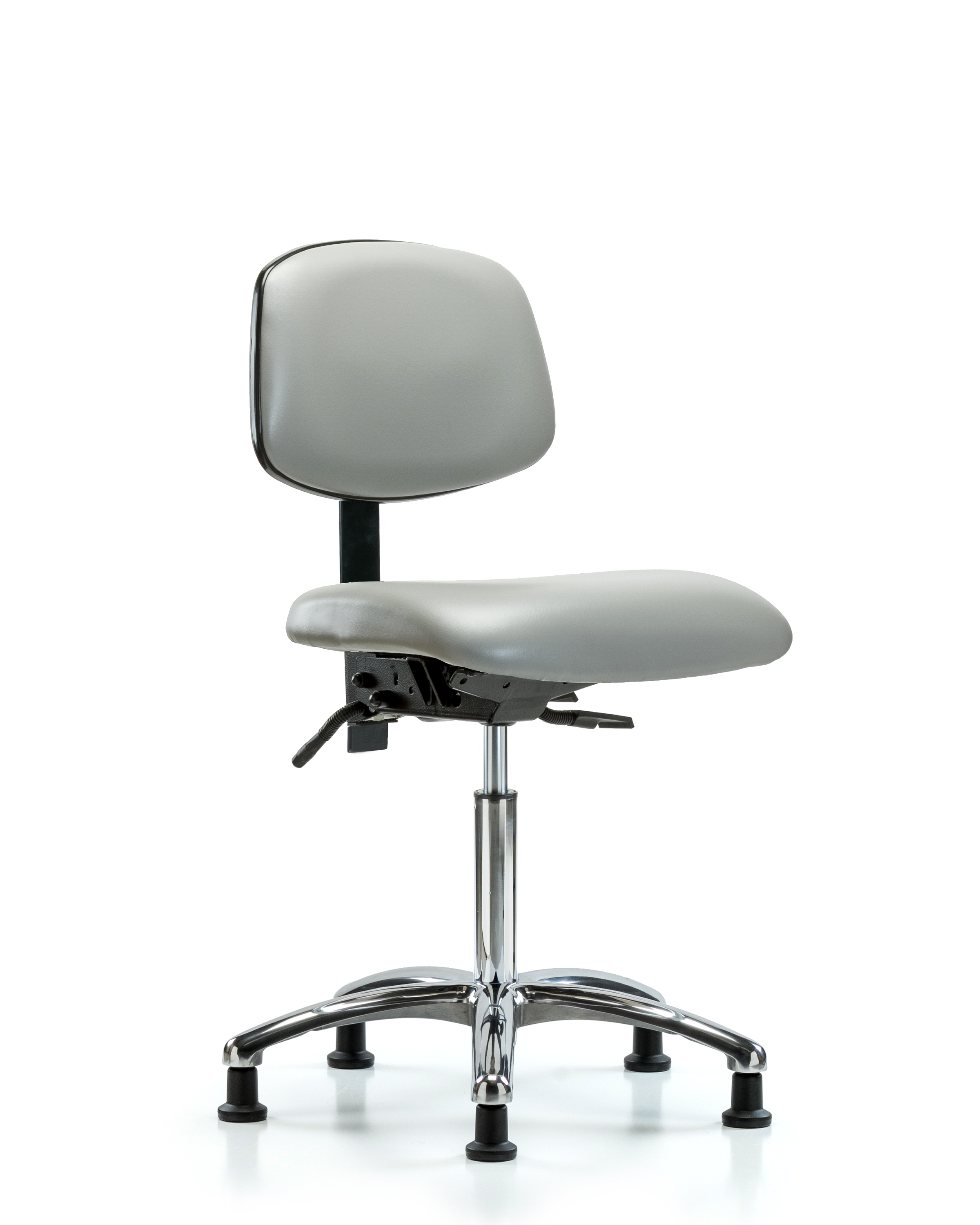 Rutledge Vinyl Chair Chrome - Medium Bench Height with Stationary Glides in Dove Trailblazer Vinyl