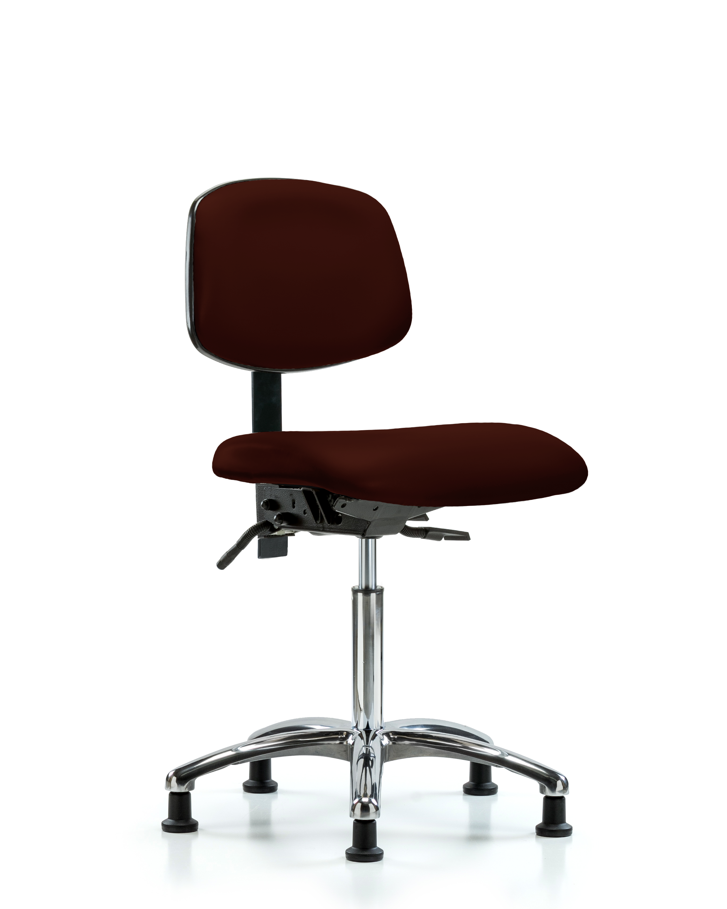 Rutledge Vinyl Chair Chrome - Medium Bench Height with Stationary Glides in Burgundy Trailblazer Vinyl