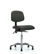 Rutledge Vinyl Chair Chrome - Medium Bench Height with Stationary Glides in Charcoal Trailblazer Vinyl