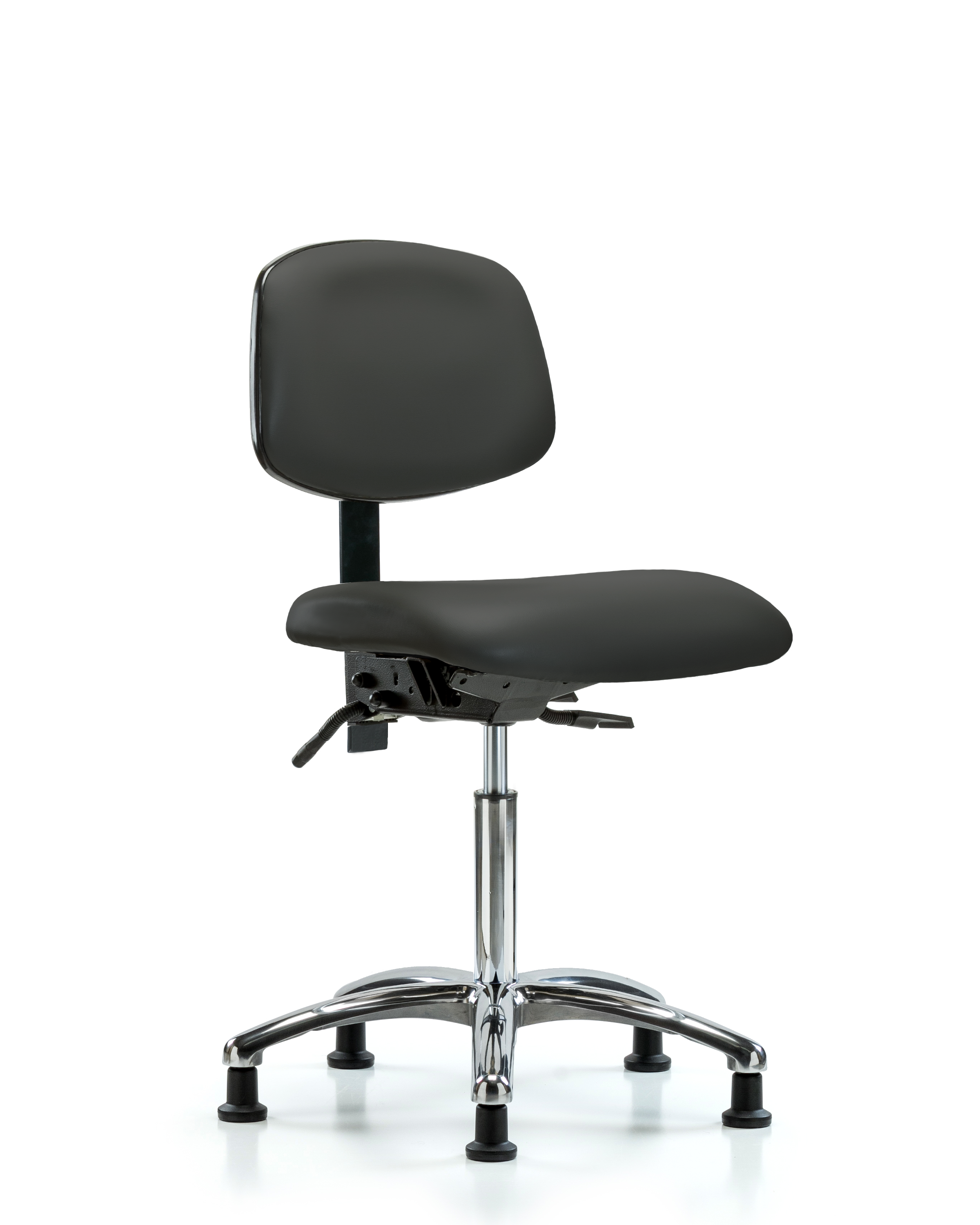 Rutledge Vinyl Chair Chrome - Medium Bench Height with Stationary Glides in Charcoal Trailblazer Vinyl