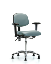 Rutledge Vinyl Chair Chrome - Medium Bench Height with Adjustable Arms & Stationary Glides in Storm Supernova Vinyl