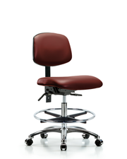 Rutledge Vinyl Chair Chrome - Medium Bench Height with Seat Tilt, Chrome Foot Ring, & Casters in Borscht Supernova Vinyl
