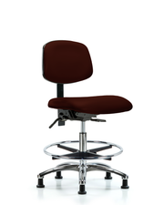 Rutledge Vinyl Chair Chrome - Medium Bench Height with Seat Tilt, Chrome Foot Ring, & Stationary Glides in Burgundy Trailblazer Vinyl