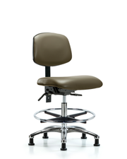 Rutledge Vinyl Chair Chrome - Medium Bench Height with Seat Tilt, Chrome Foot Ring, & Stationary Glides in Taupe Supernova Vinyl