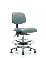 Rutledge Vinyl Chair Chrome - Medium Bench Height with Seat Tilt, Chrome Foot Ring, & Stationary Glides in Storm Supernova Vinyl